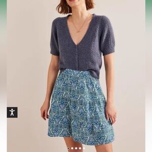 Boden Pull On Tiered Linen Skirt | Green, Opulent Vine | 4R